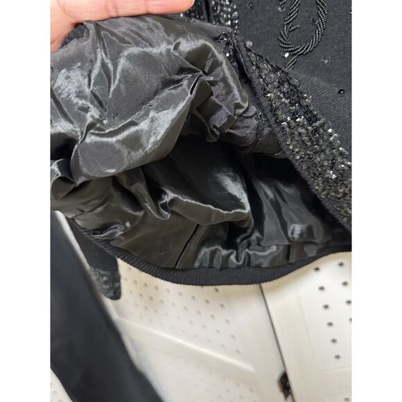 Vintage 60s Cyn Les Wool Black Beaded Cardigan Sweater - Womens Size 38 / SM - Picture 5 of 9